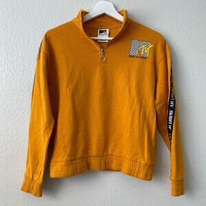 MTV Womens Mustard Yellow Quarter Zip Logo Sweater Longsleeve Sweater Size Small